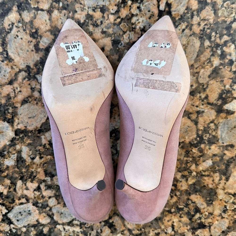 DOLCE & GABBANA Shoes Pink Leather Crystal Heels Pumps Heels - Picture 10 of 14